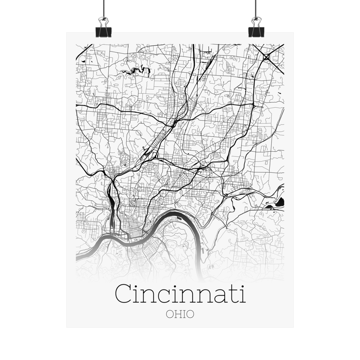 Cincinnati Ohio City Map Matte Vertical Posters