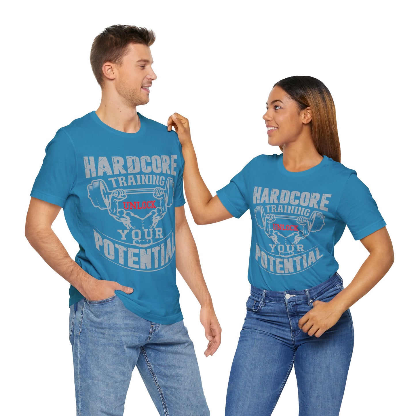 Hardcore Training Unlock Your Potential T-Shirt, Gym Workout Fitness T-Shirt