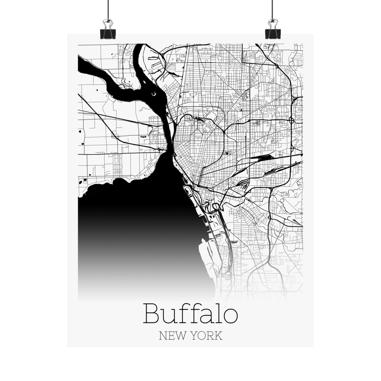 Buffalo New York City Map Matte Vertical Posters