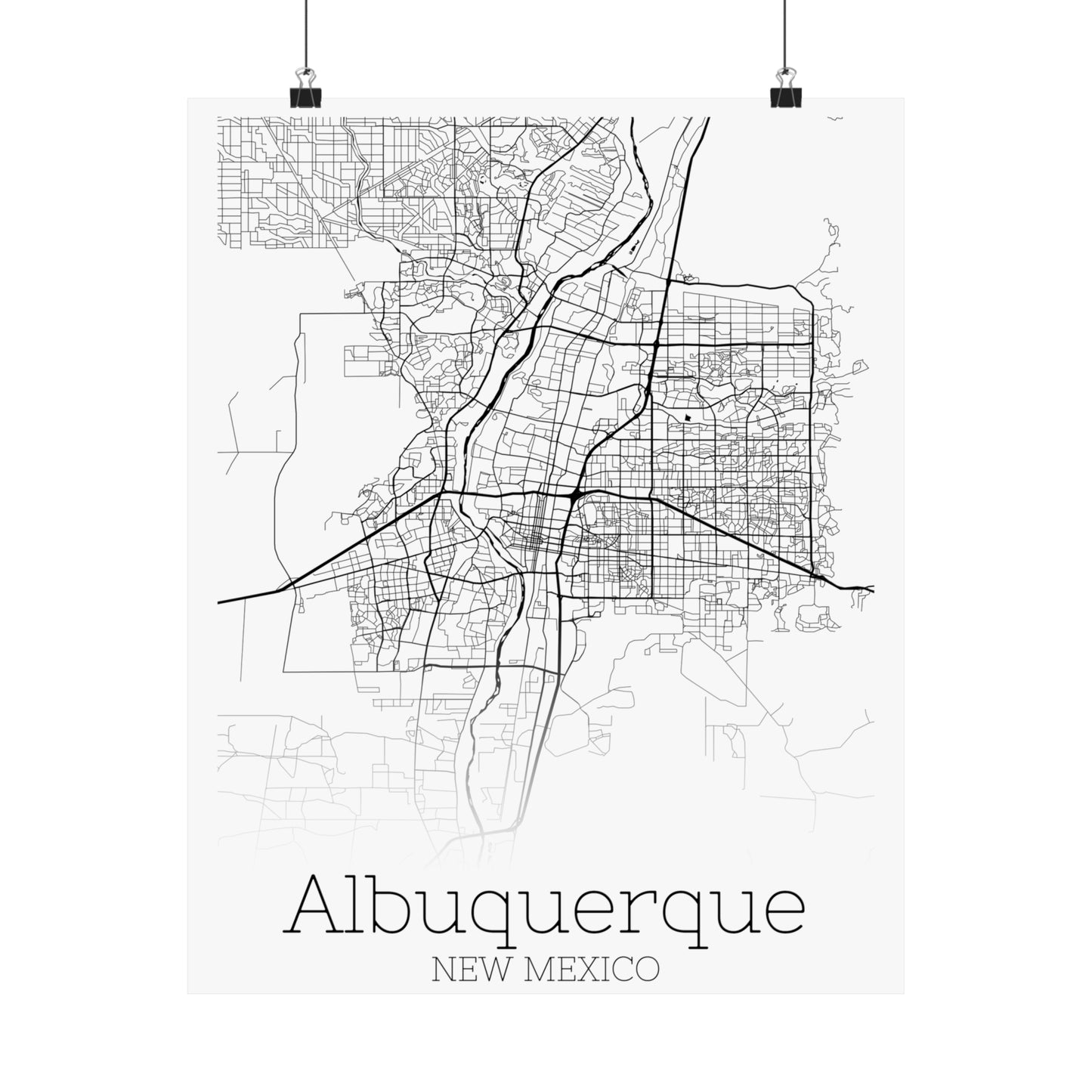Albuquerque New Mexico Map Matte Vertical Posters