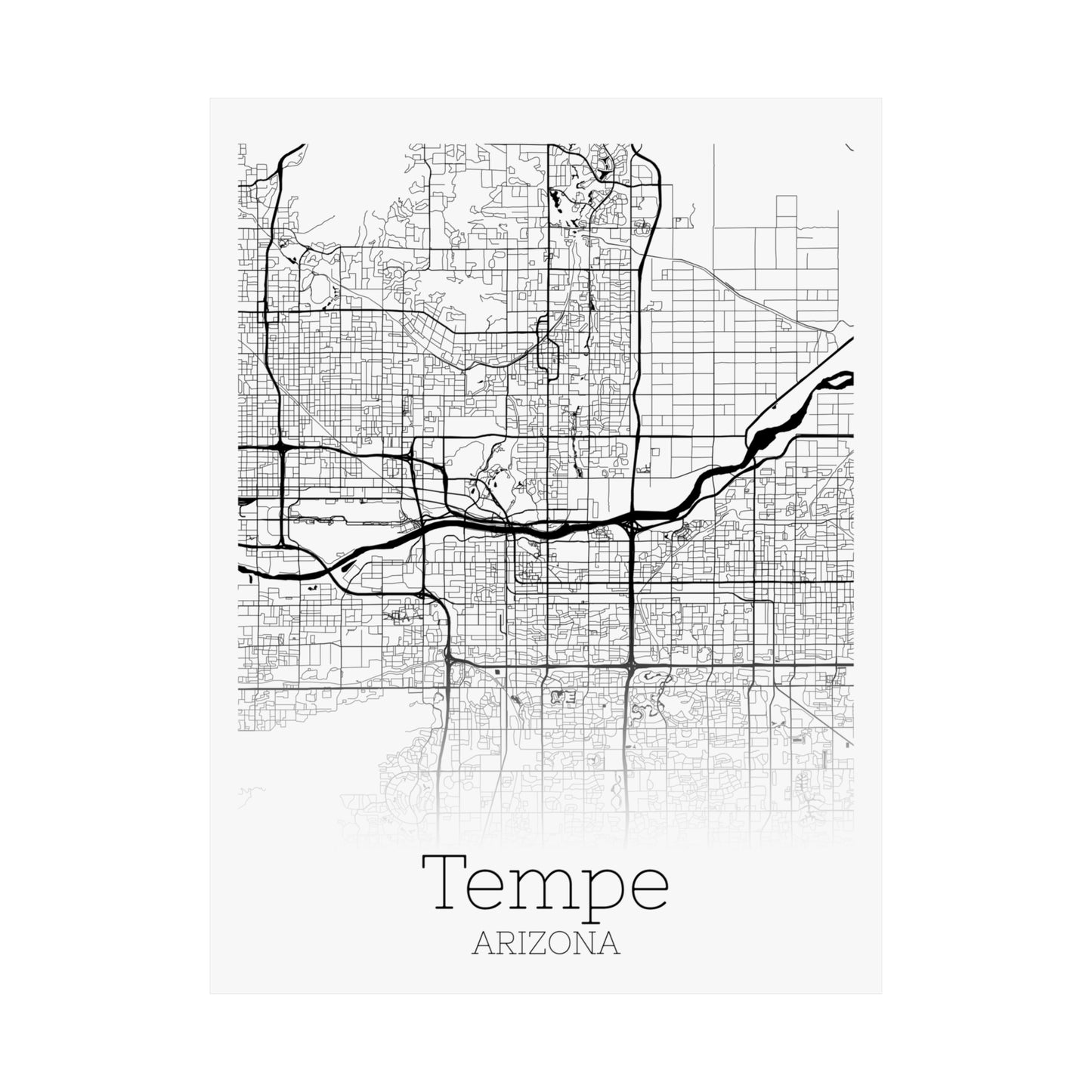 Tempe Arizona City Map Matte Vertical Posters