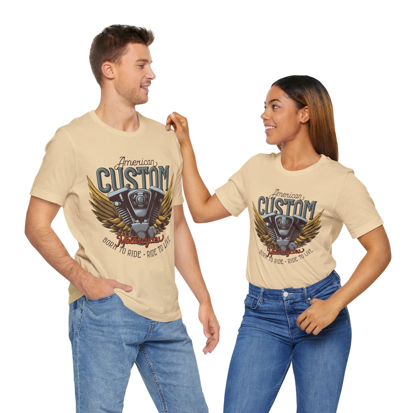 American Custom Motorcycle Born to Ride, Ride to Live T-Shirt