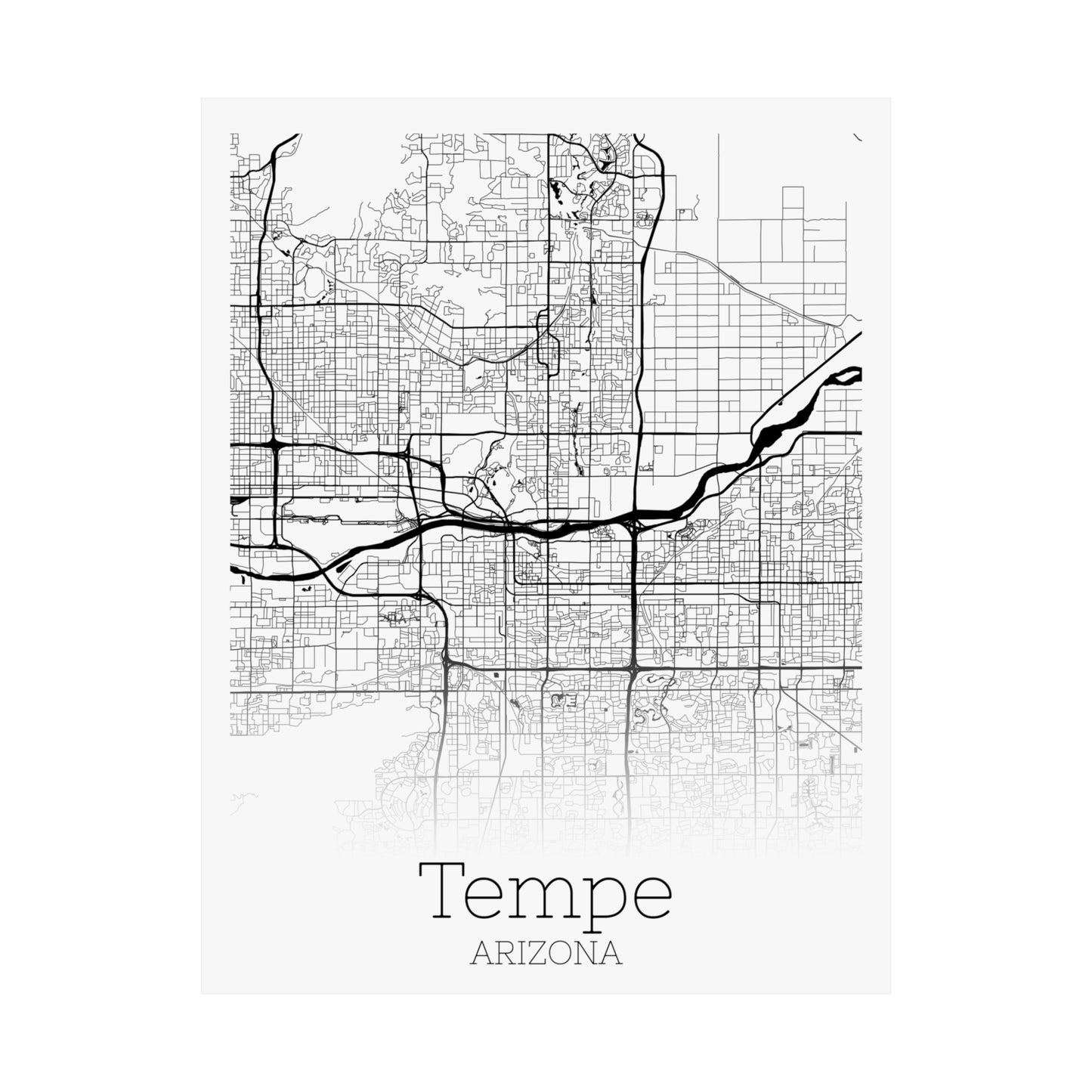 Tempe Arizona City Map Matte Vertical Posters