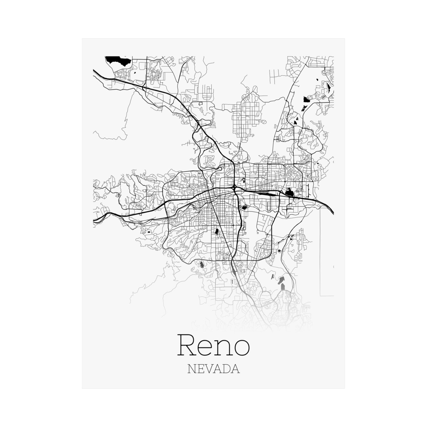 Reno Nevada City Map Matte Vertical Posters