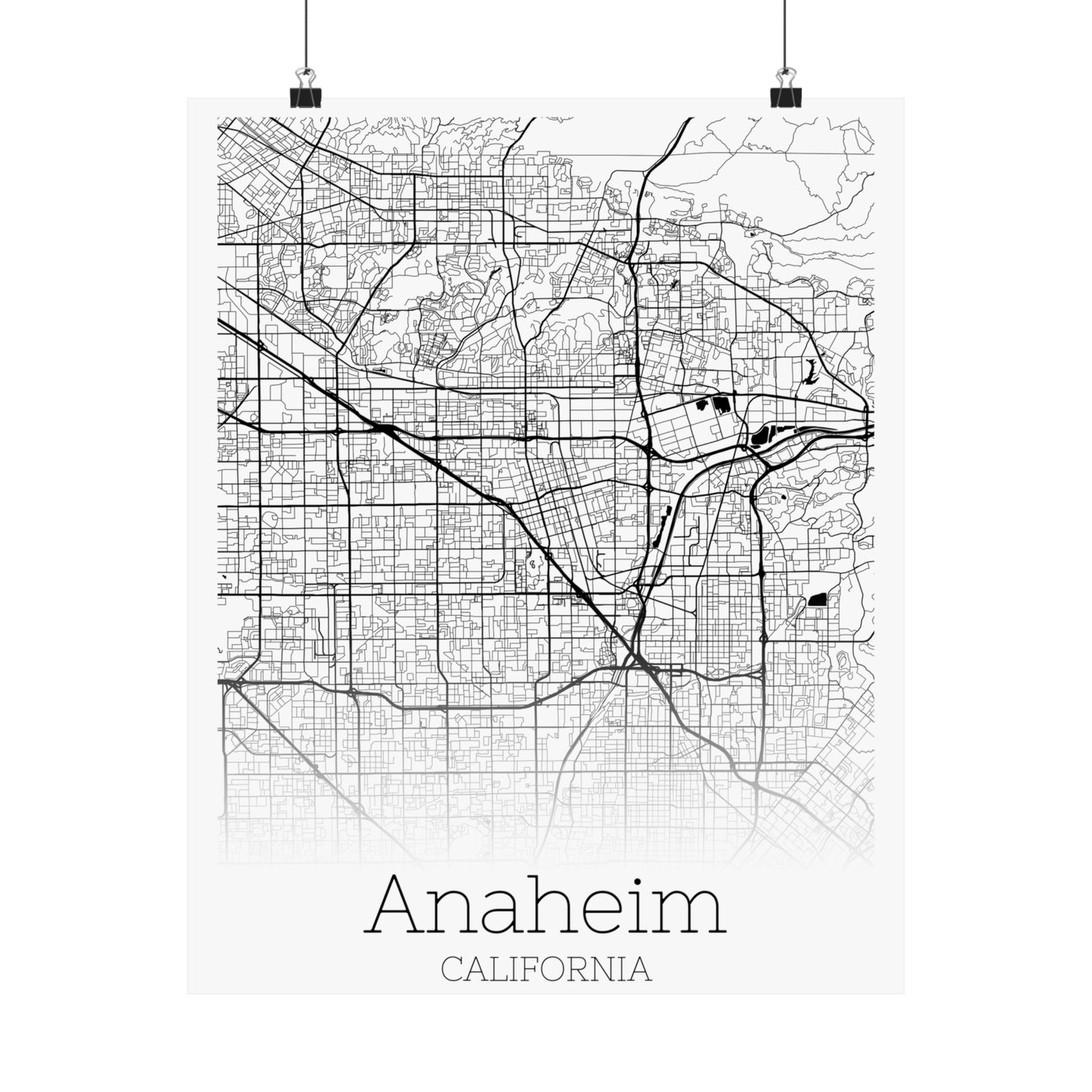 Anaheim California City Map Matte Vertical Posters