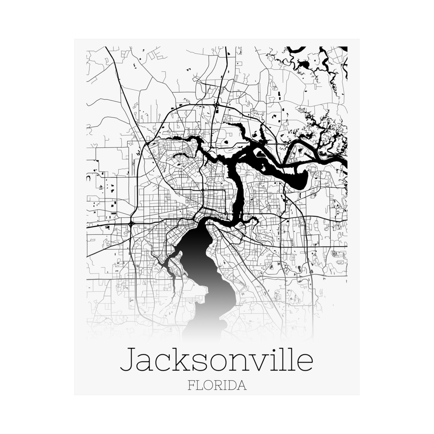 Jacksonville Florida City Map Matte Vertical Posters