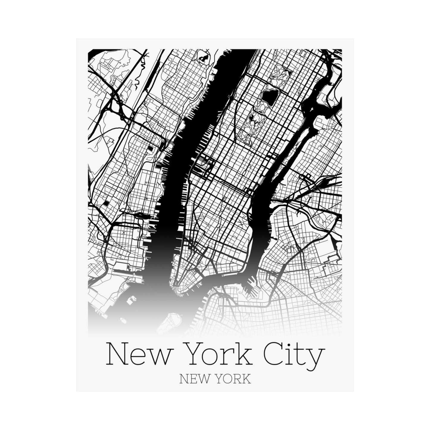 New York City New York City Map Matte Vertical Posters