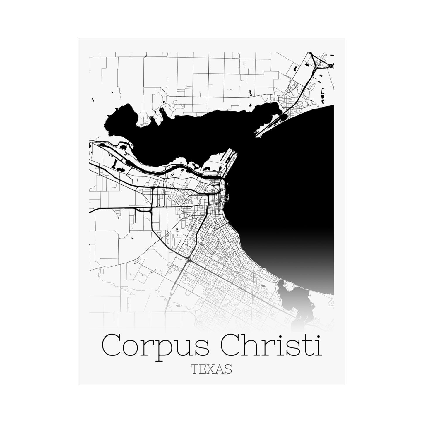 Corpus Christi Texas City Map Matte Vertical Posters