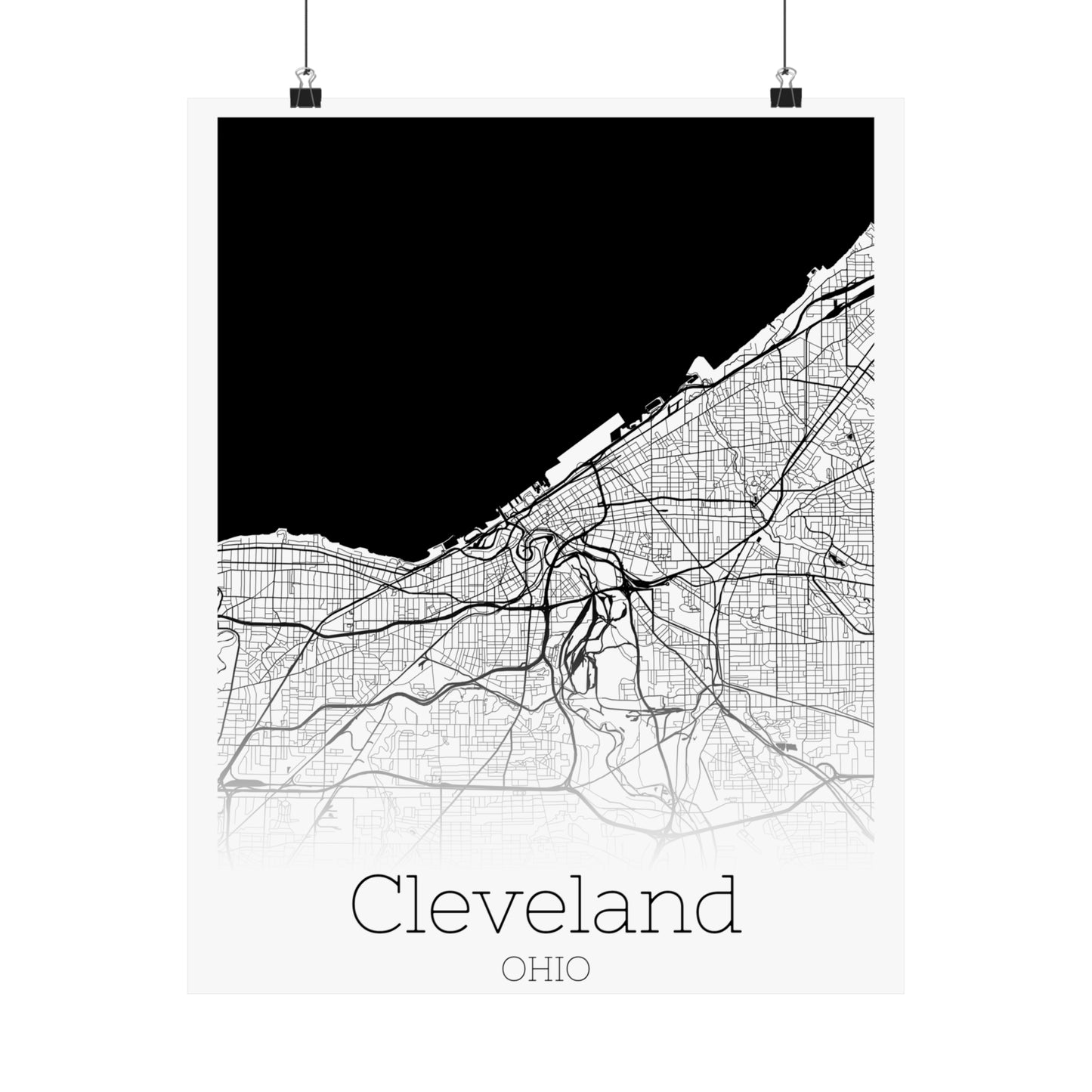 Cleveland Ohio City Map Matte Vertical Posters