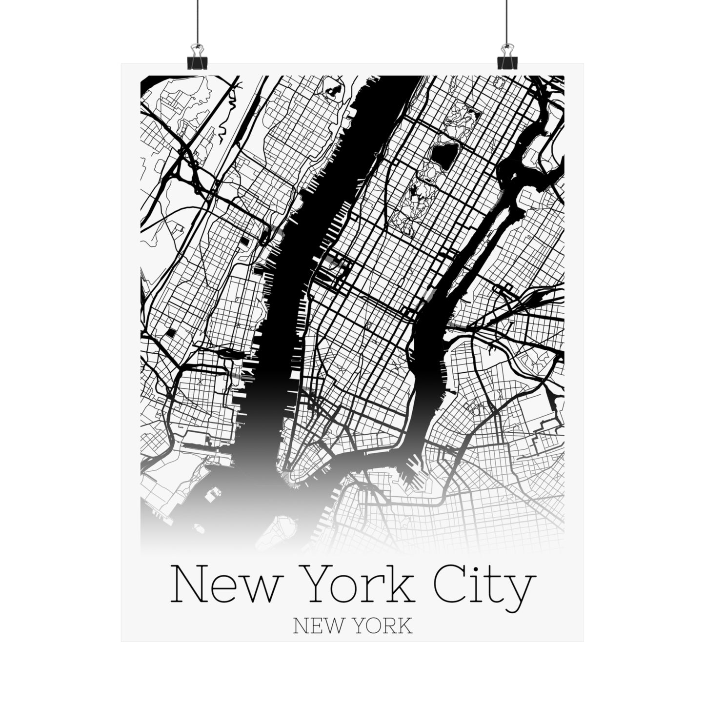 New York City New York City Map Matte Vertical Posters