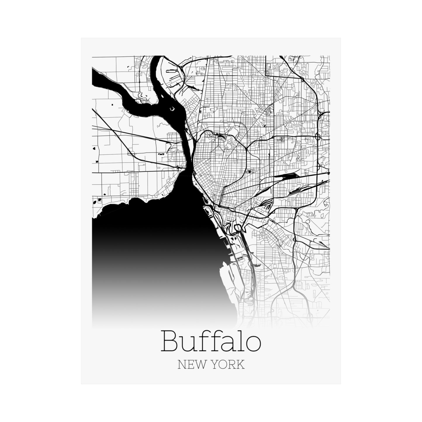 Buffalo New York City Map Matte Vertical Posters