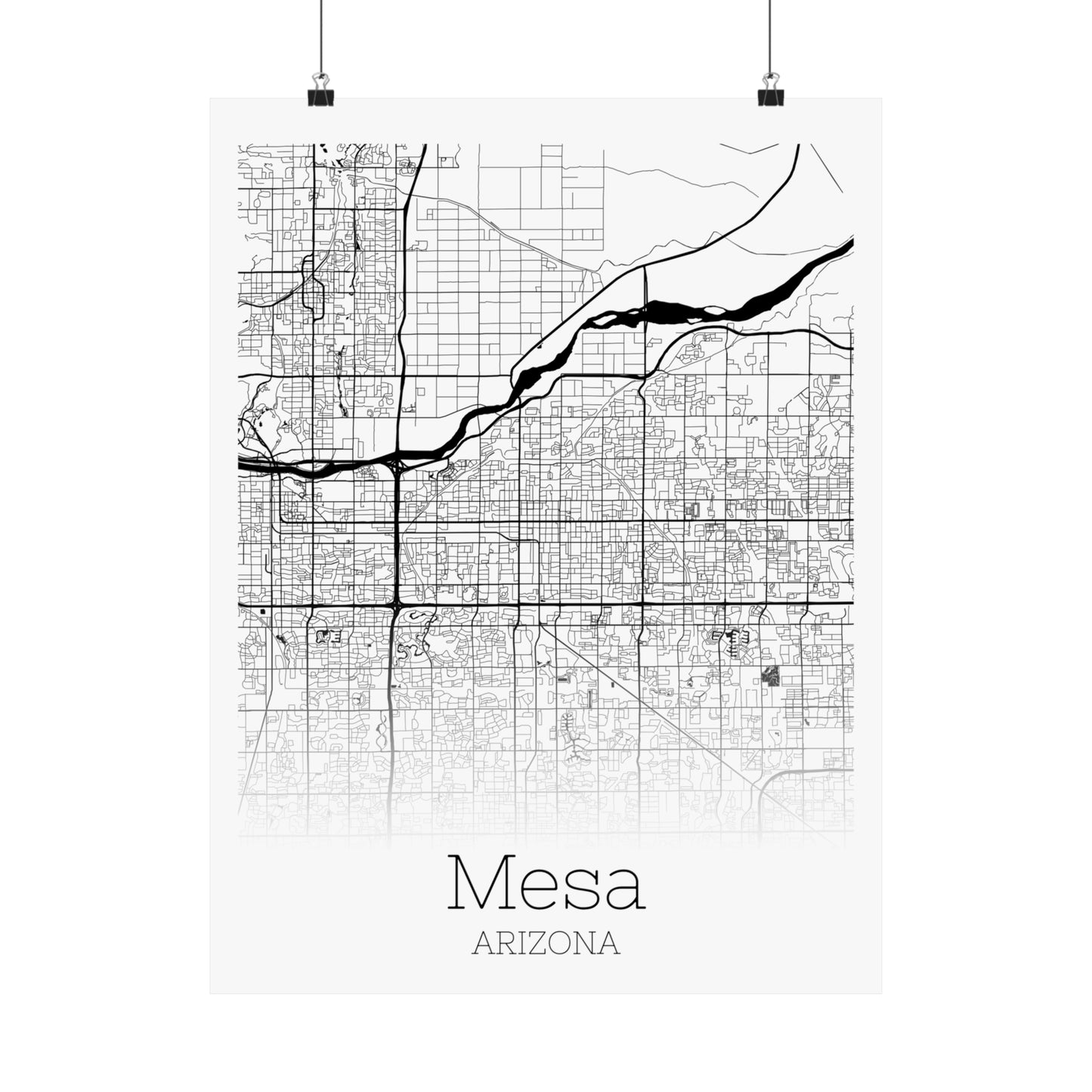 Mesa Arizona City Map Matte Vertical Posters
