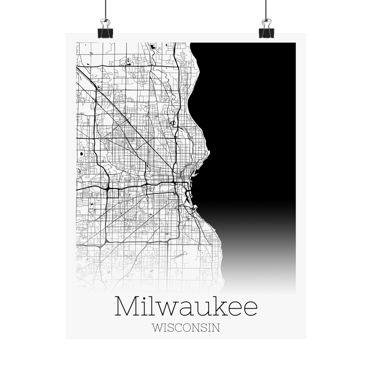 Milwaukee Wisconsin City Map Matte Vertical Posters