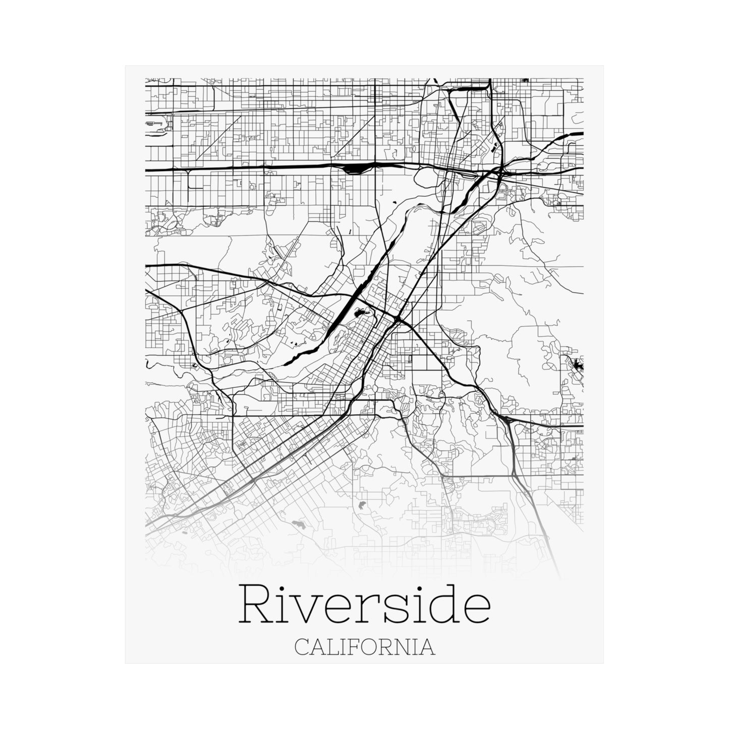 Riverside California City Map Matte Vertical Posters