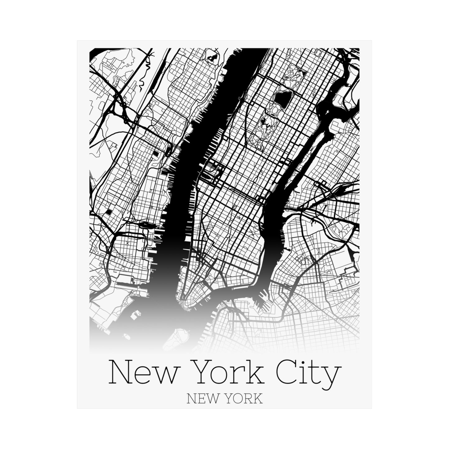 New York City New York City Map Matte Vertical Posters