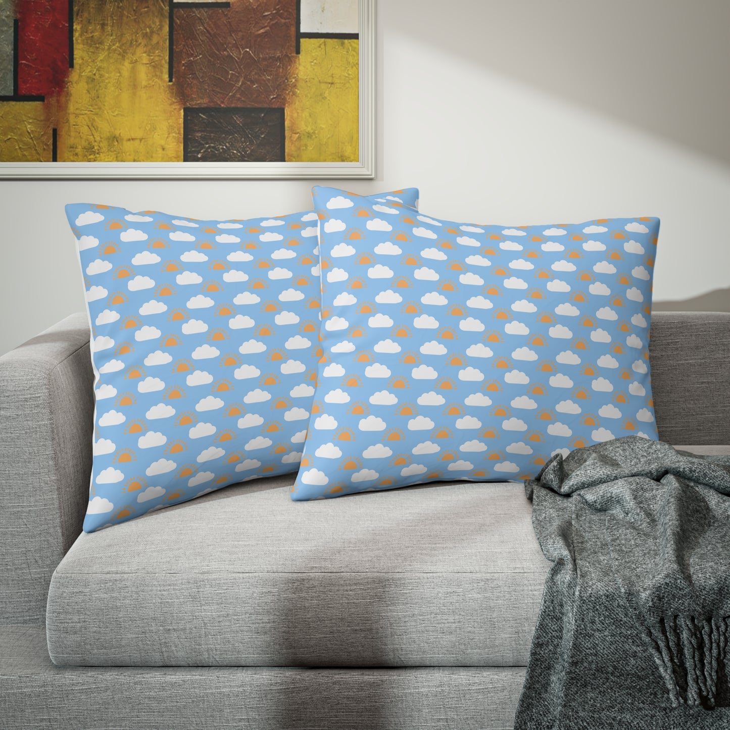 Sun and Clouds pattern Pillow Sham