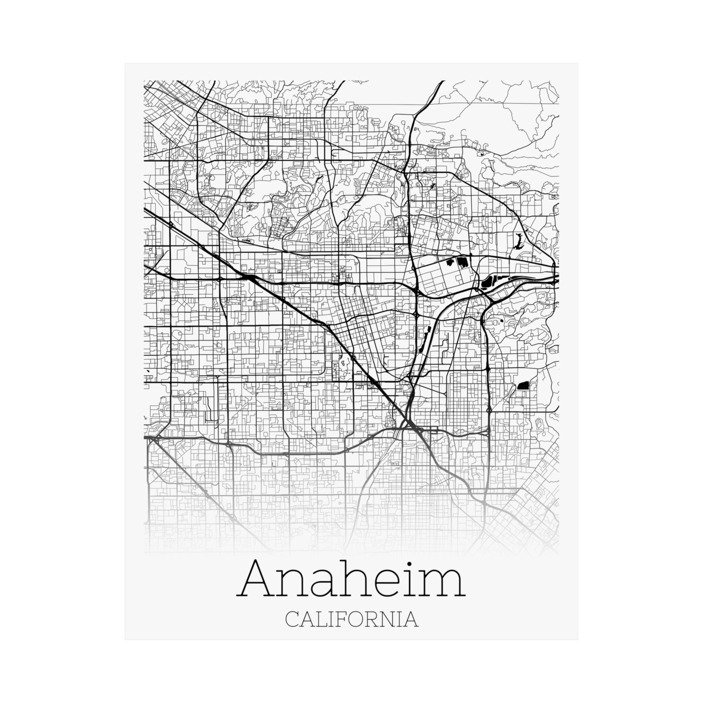 Anaheim California City Map Matte Vertical Posters