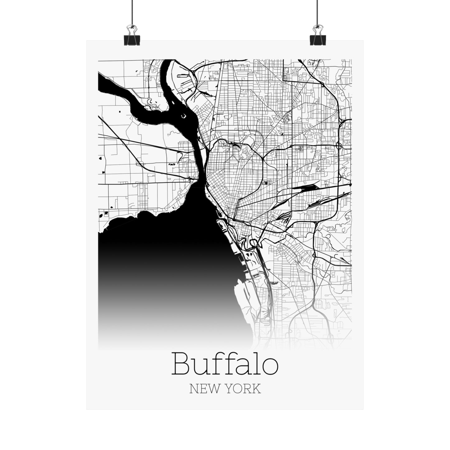 Buffalo New York City Map Matte Vertical Posters