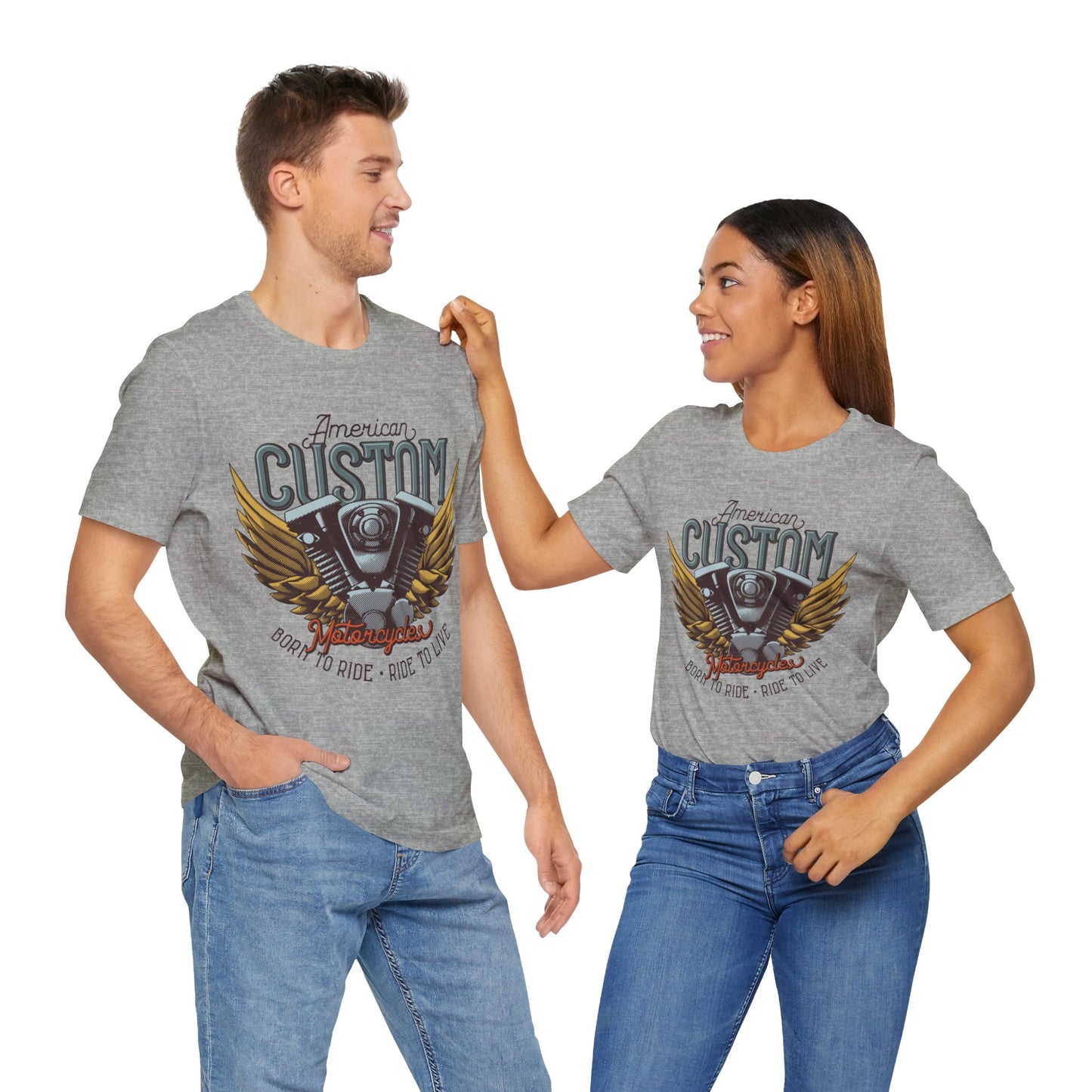 American Custom Motorcycle Born to Ride, Ride to Live T-Shirt