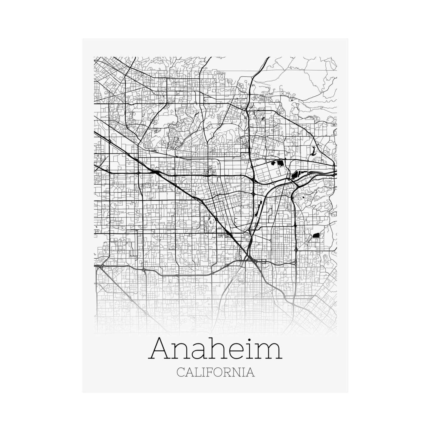 Anaheim California City Map Matte Vertical Posters