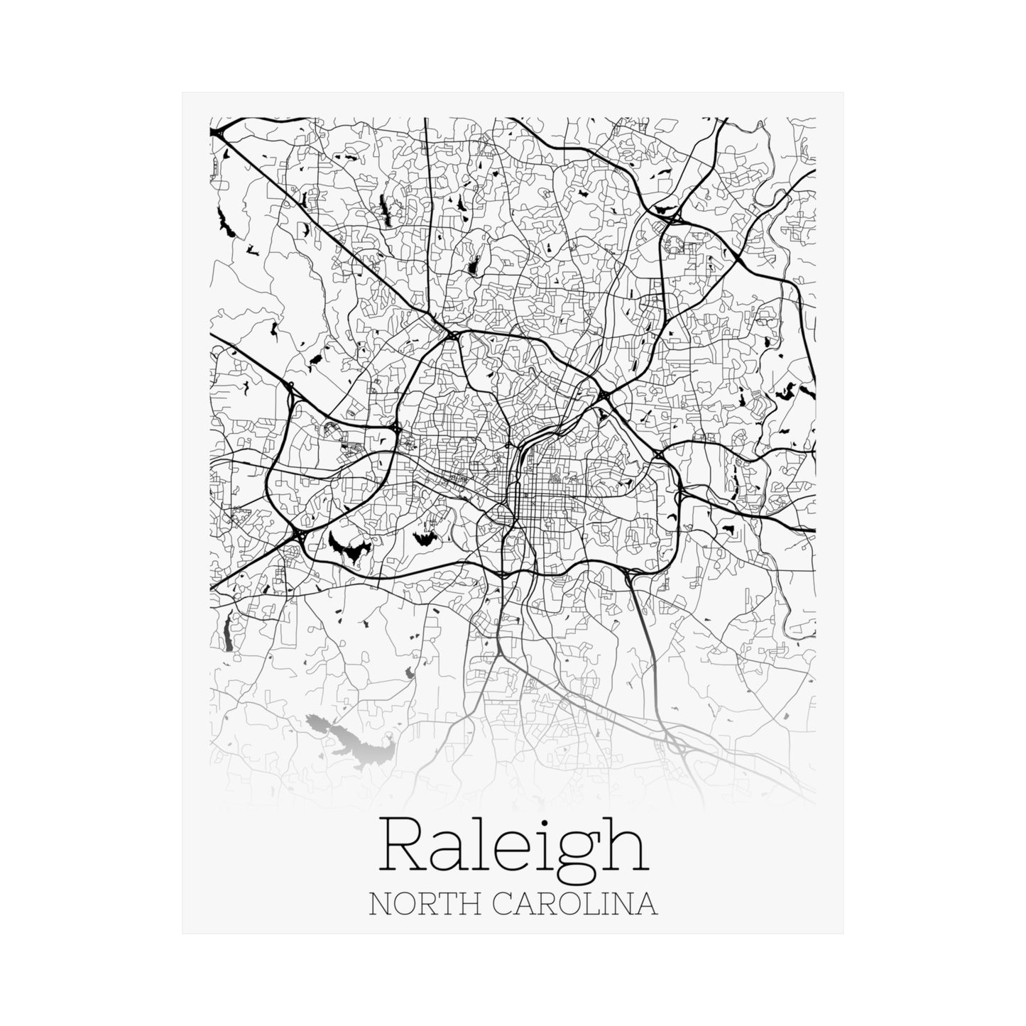 Raleigh North Carolina City Map Matte Vertical Posters