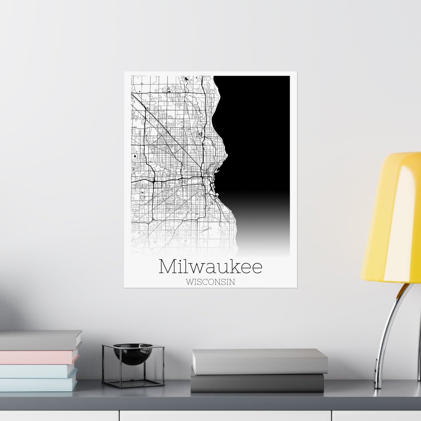 Milwaukee Wisconsin City Map Matte Vertical Posters