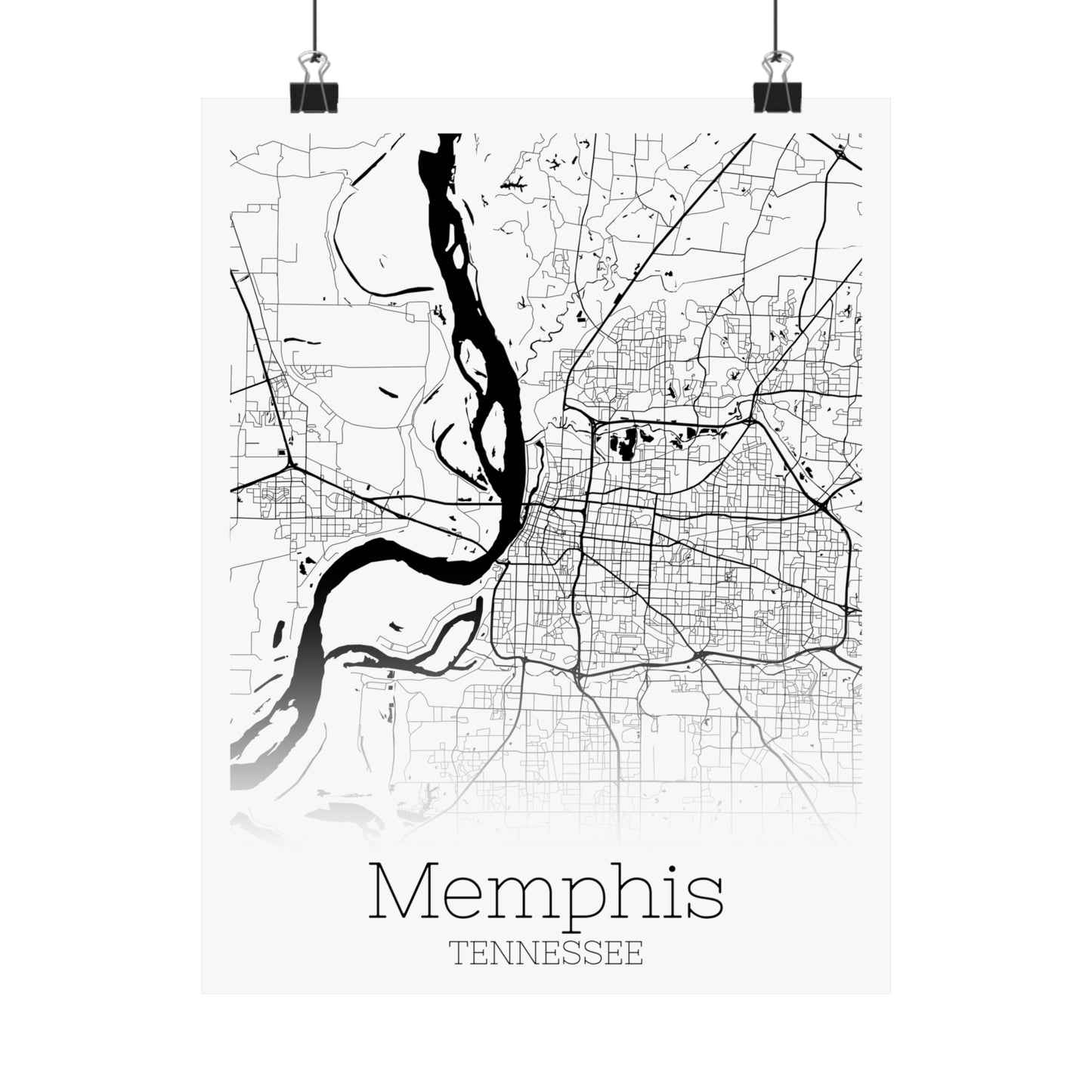 Memphis Tennessee City Map Matte Vertical Posters