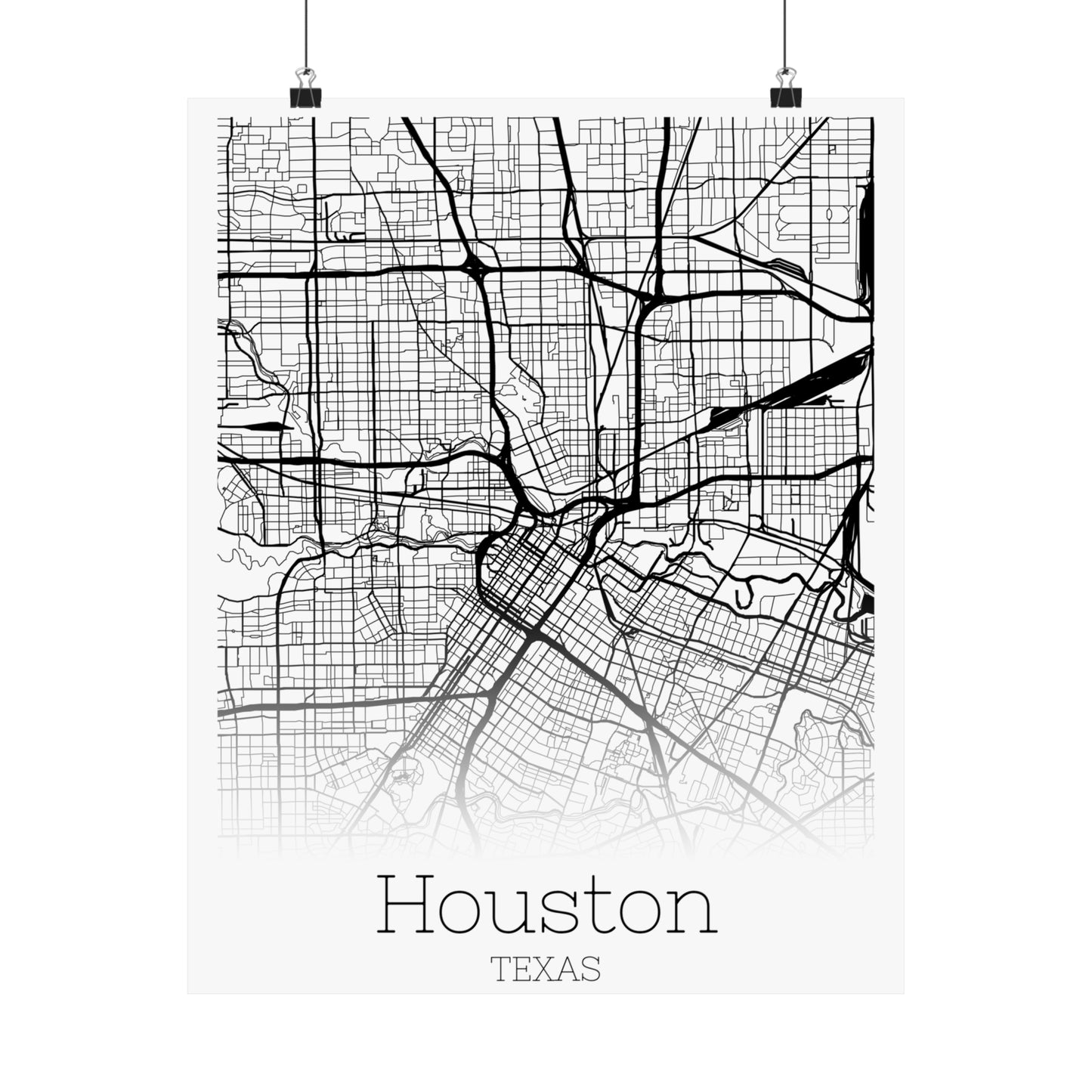 Houston Texas City Map Matte Vertical Posters
