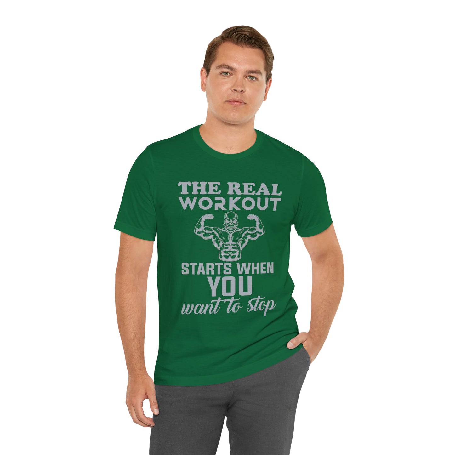 The Real Workout Start When You Want To Stop T-Shirt, Gym Workout Fitness T-Shirt