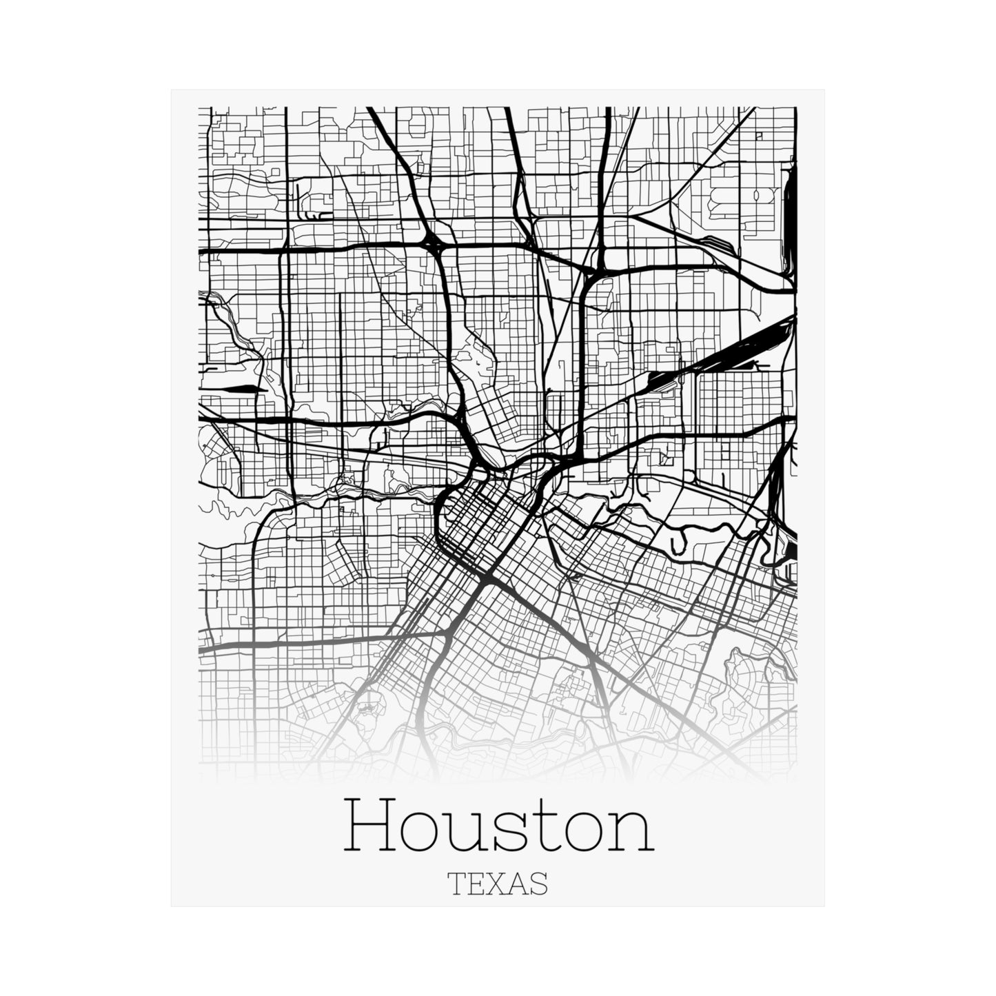 Houston Texas City Map Matte Vertical Posters