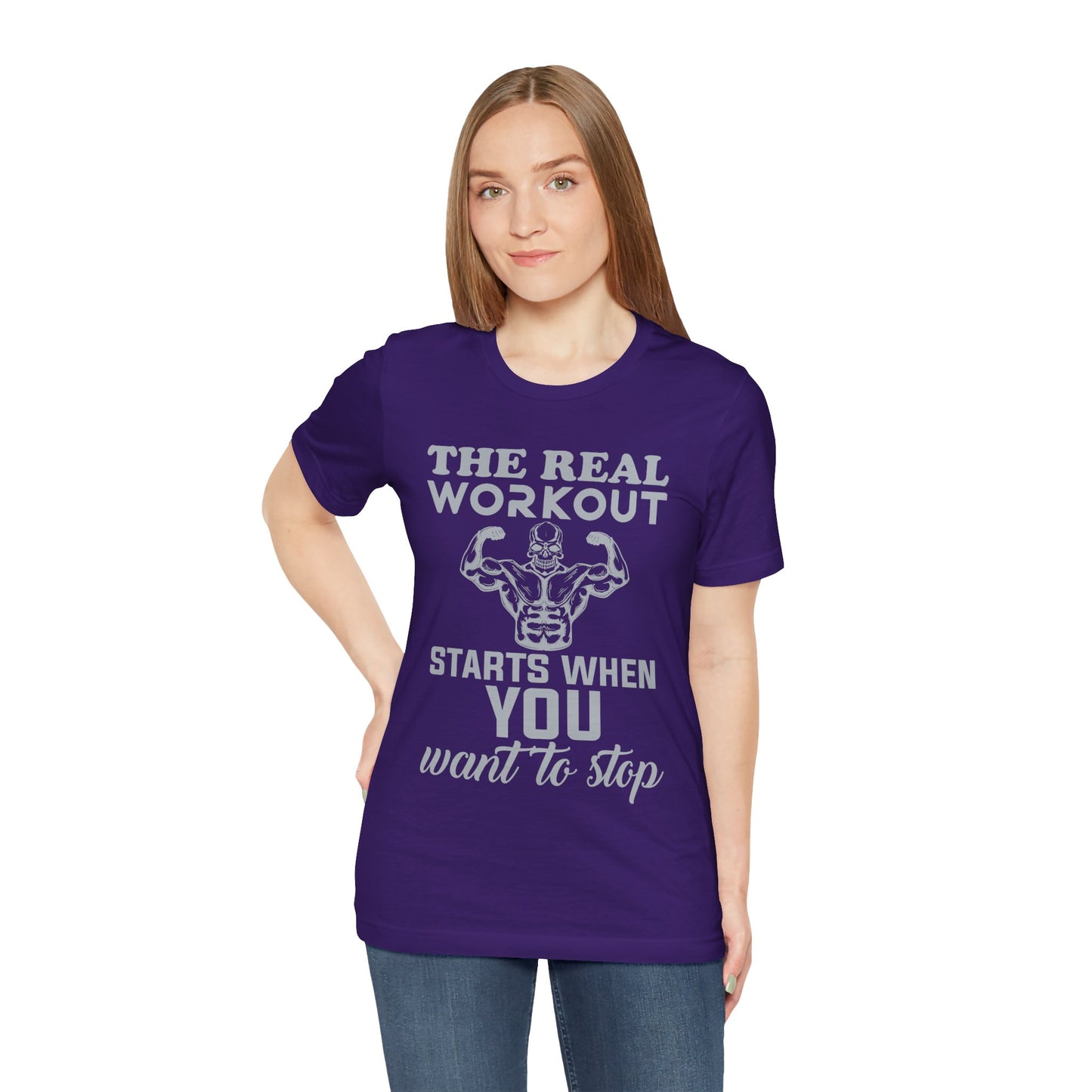 The Real Workout Start When You Want To Stop T-Shirt, Gym Workout Fitness T-Shirt