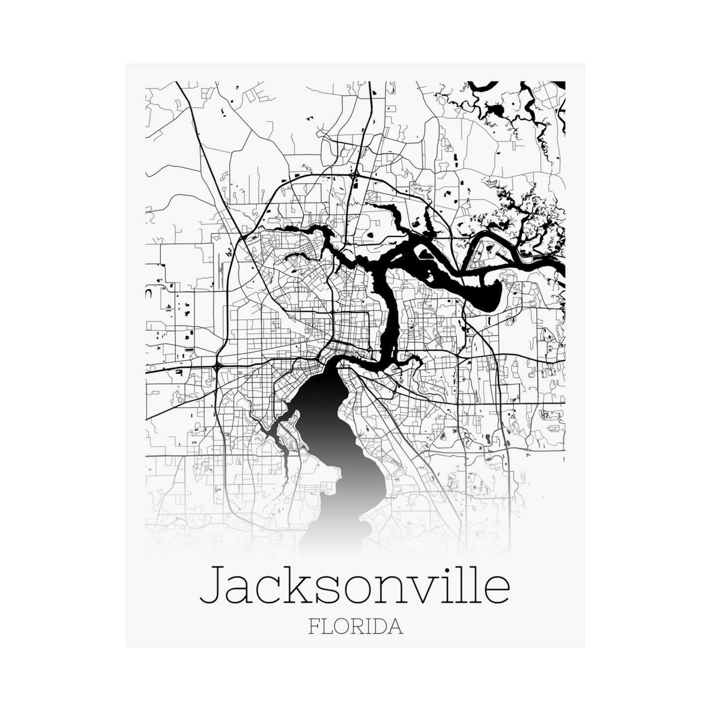 Jacksonville Florida City Map Matte Vertical Posters