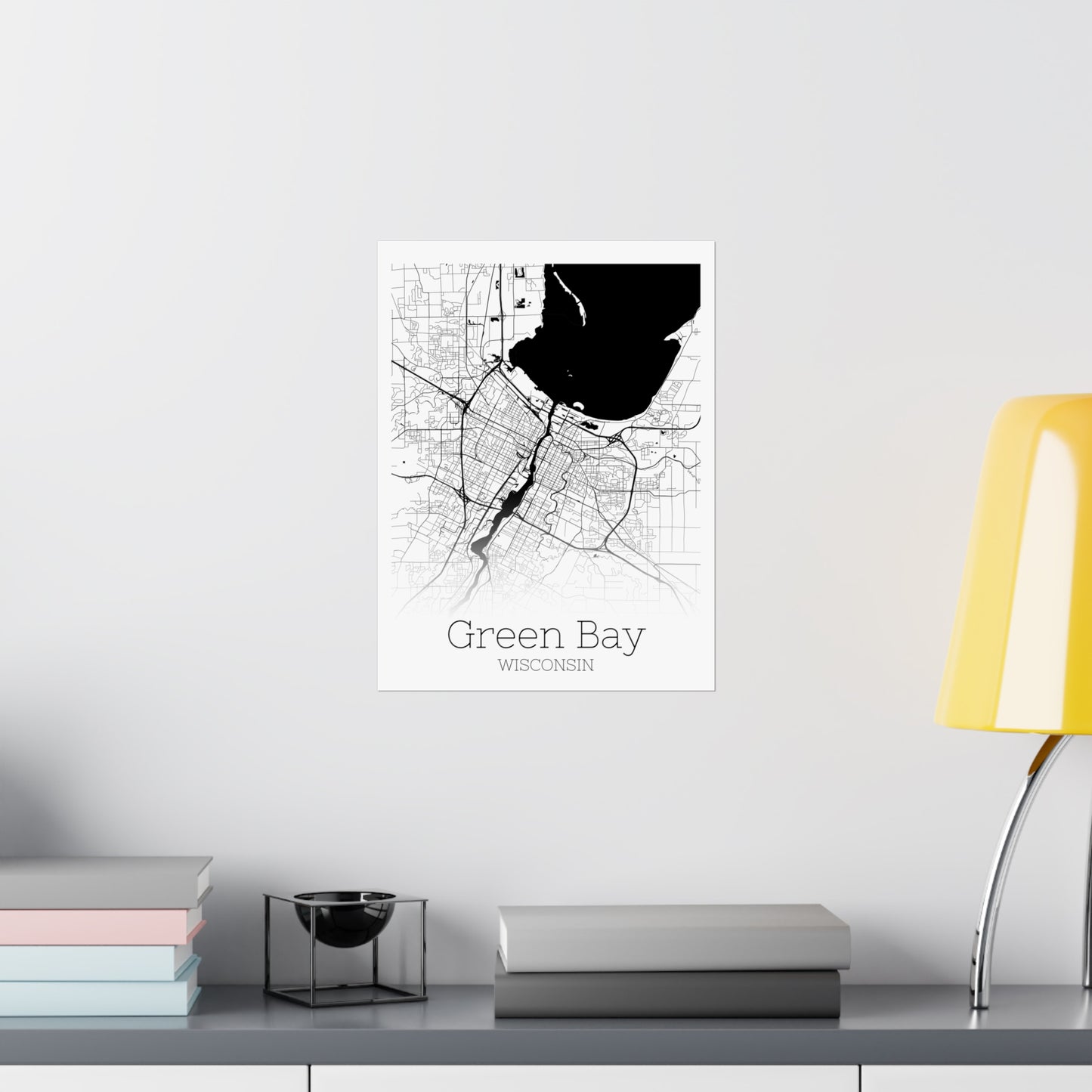 Green Bay Wisconsin City Map Matte Vertical Posters