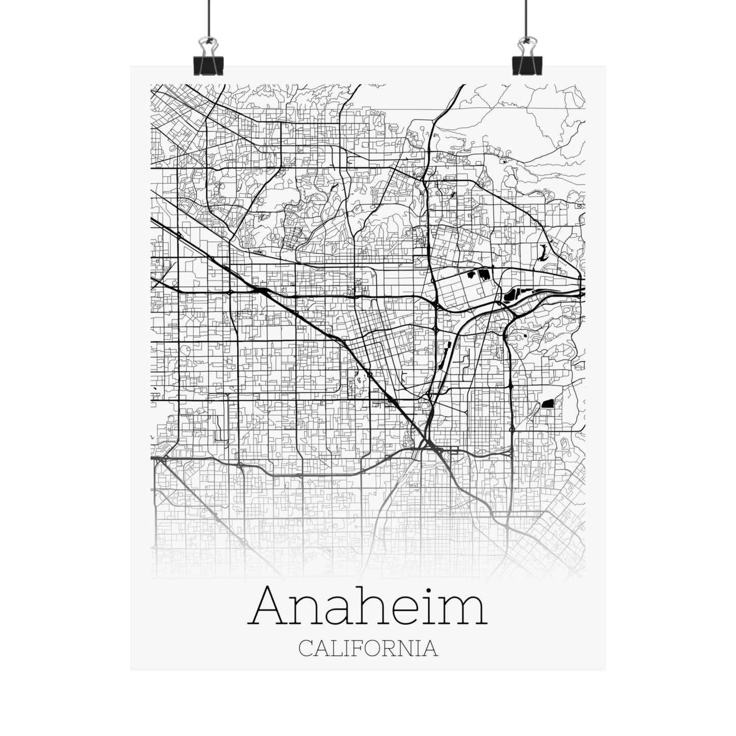 Anaheim California City Map Matte Vertical Posters