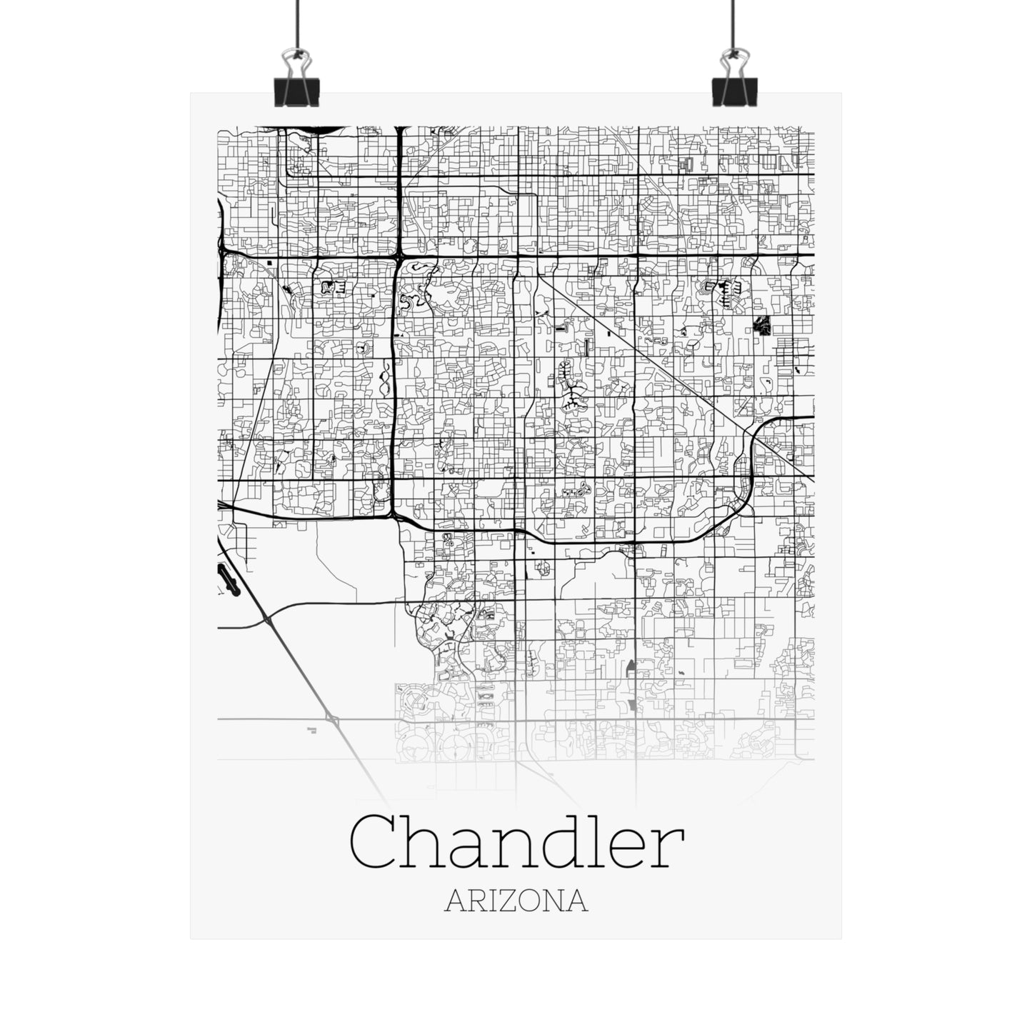Chandler Arizona City Map Matte Vertical Posters