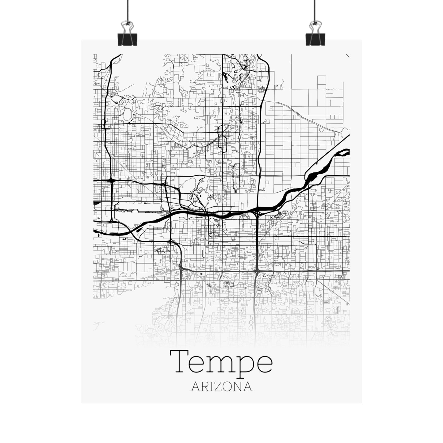 Tempe Arizona City Map Matte Vertical Posters
