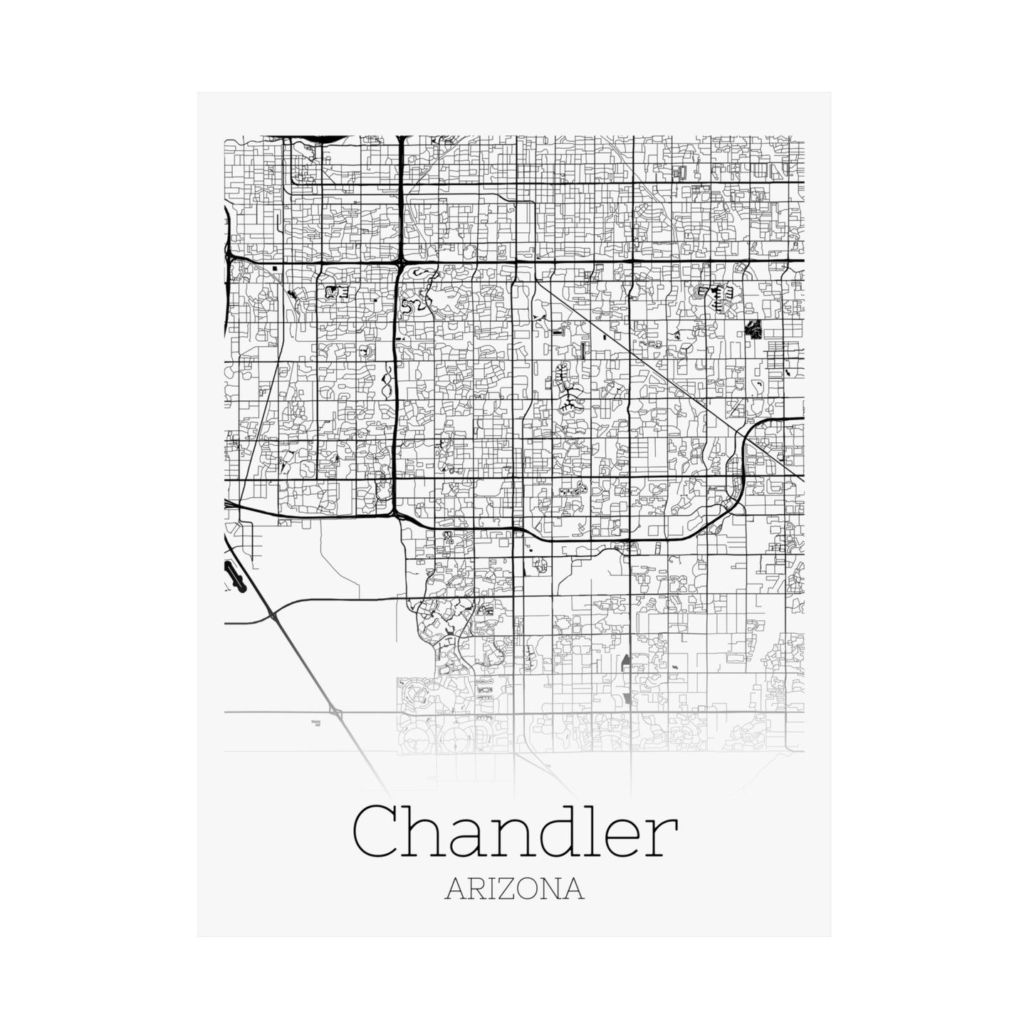 Chandler Arizona City Map Matte Vertical Posters