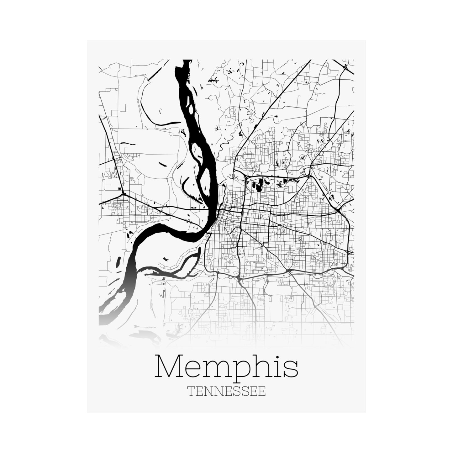 Memphis Tennessee City Map Matte Vertical Posters