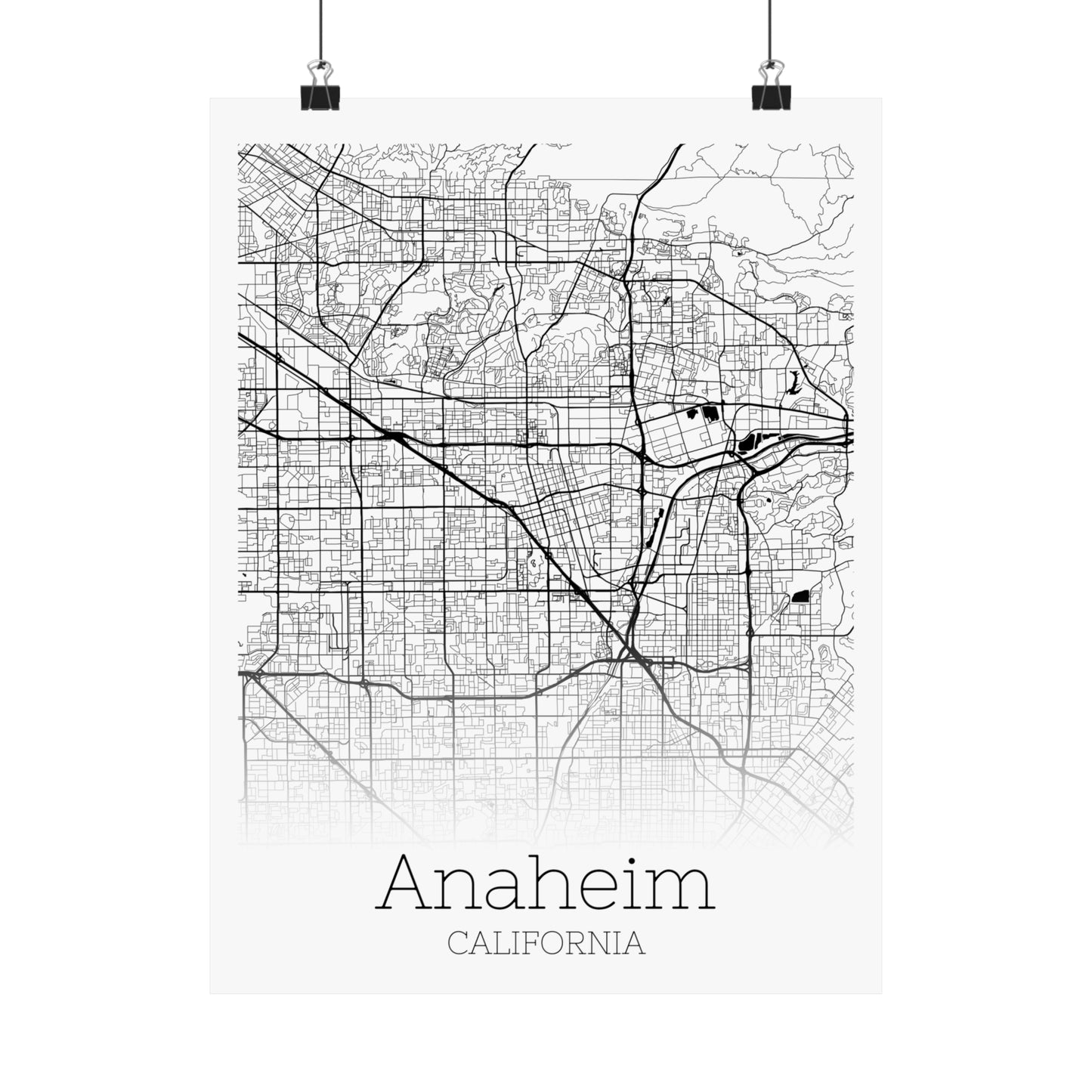 Anaheim California City Map Matte Vertical Posters