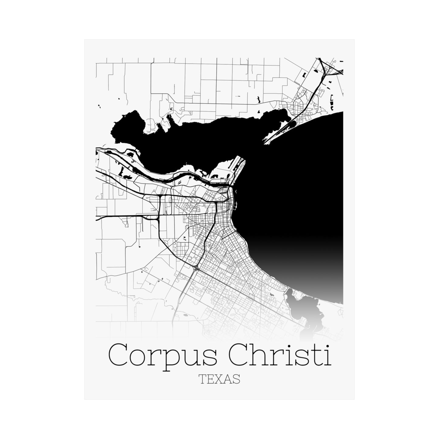 Corpus Christi Texas City Map Matte Vertical Posters