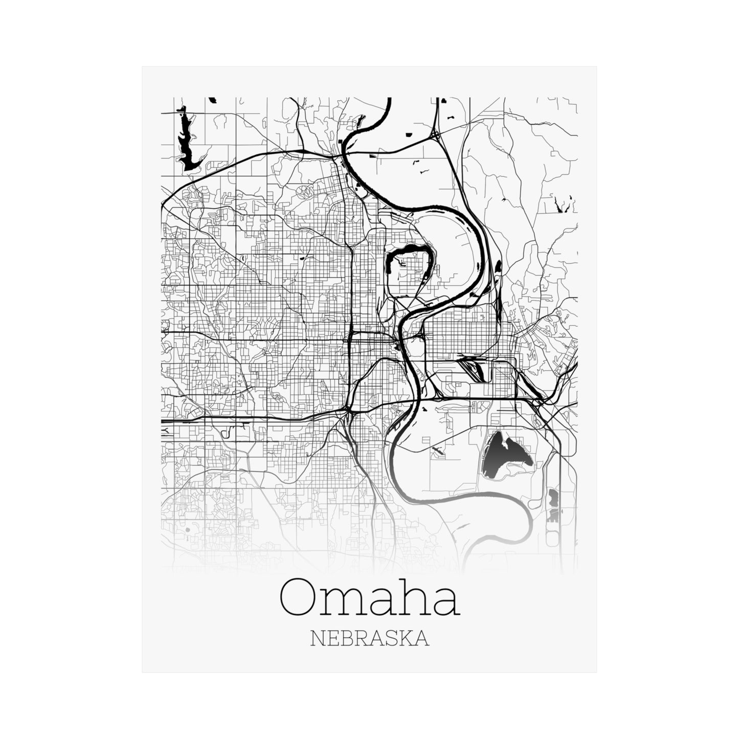 Omaha Nebraska City Map Matte Vertical Posters