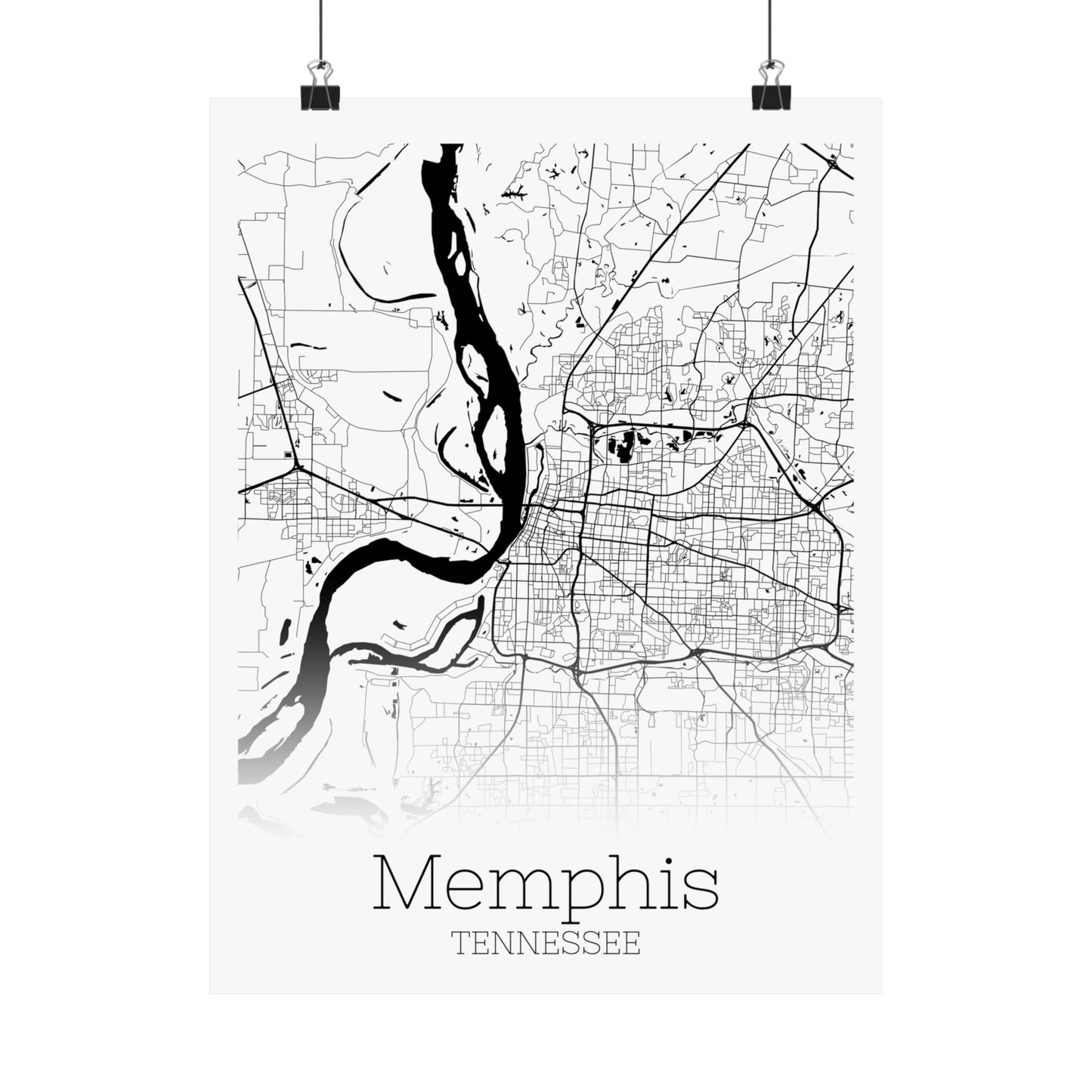 Memphis Tennessee City Map Matte Vertical Posters