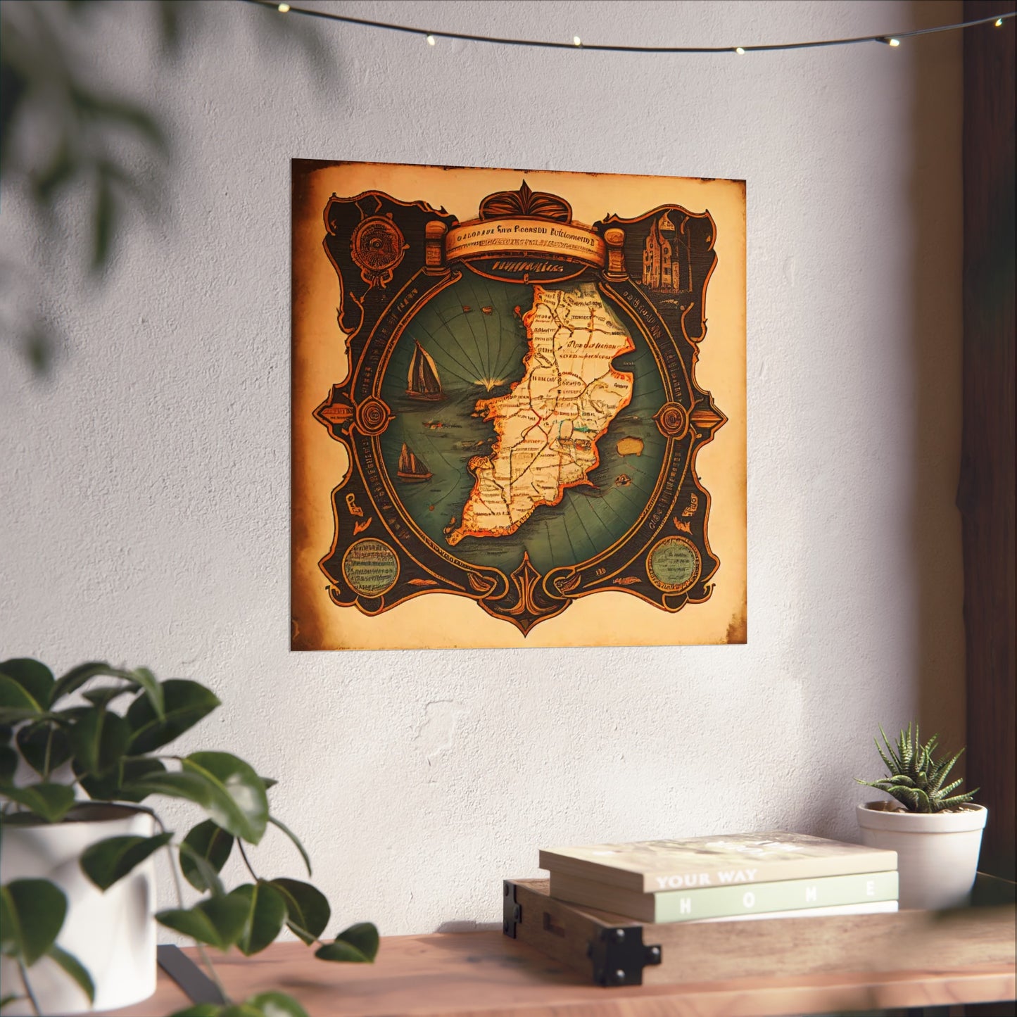 Old Map No: 04 Square Matte Poster, Vintage Poster