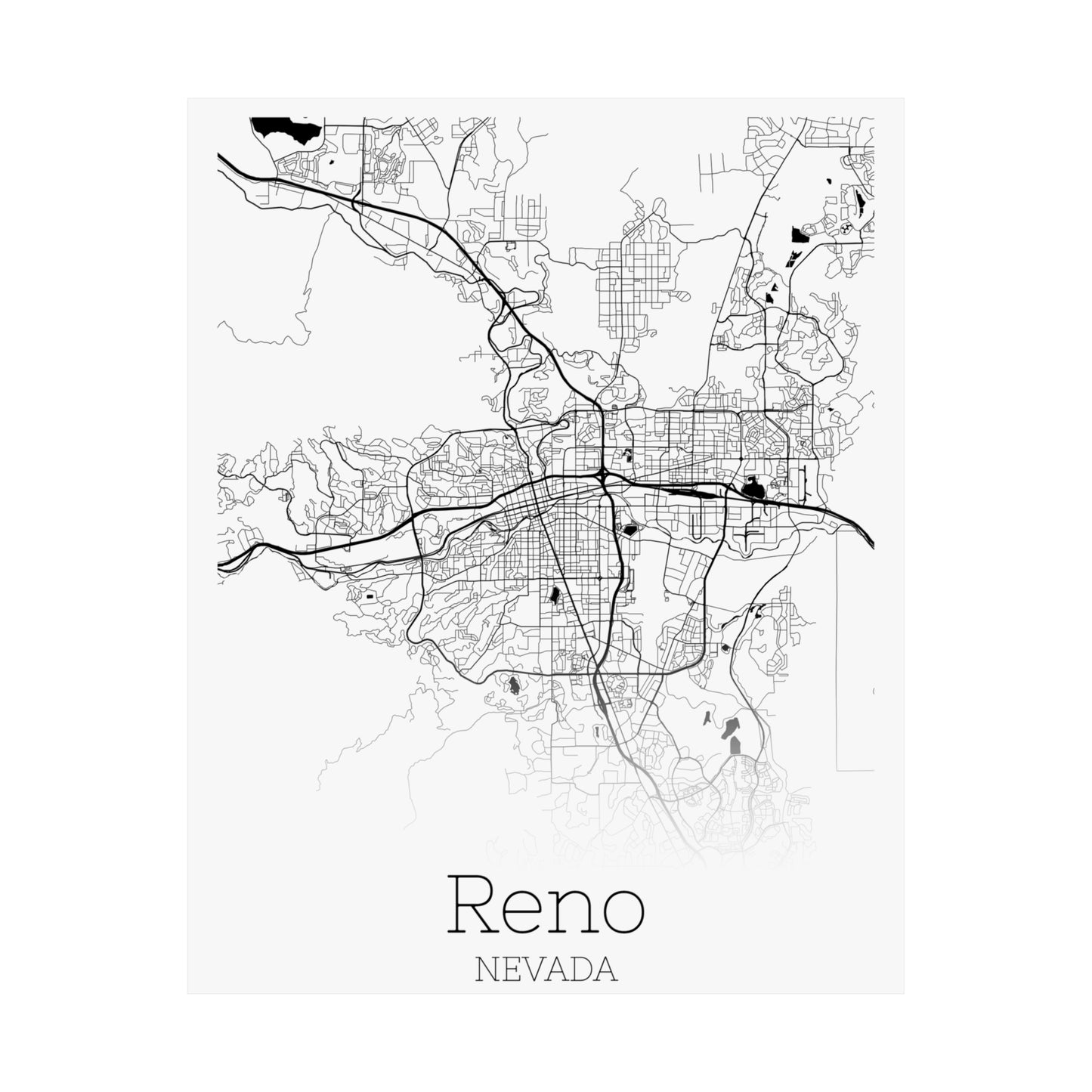 Reno Nevada City Map Matte Vertical Posters
