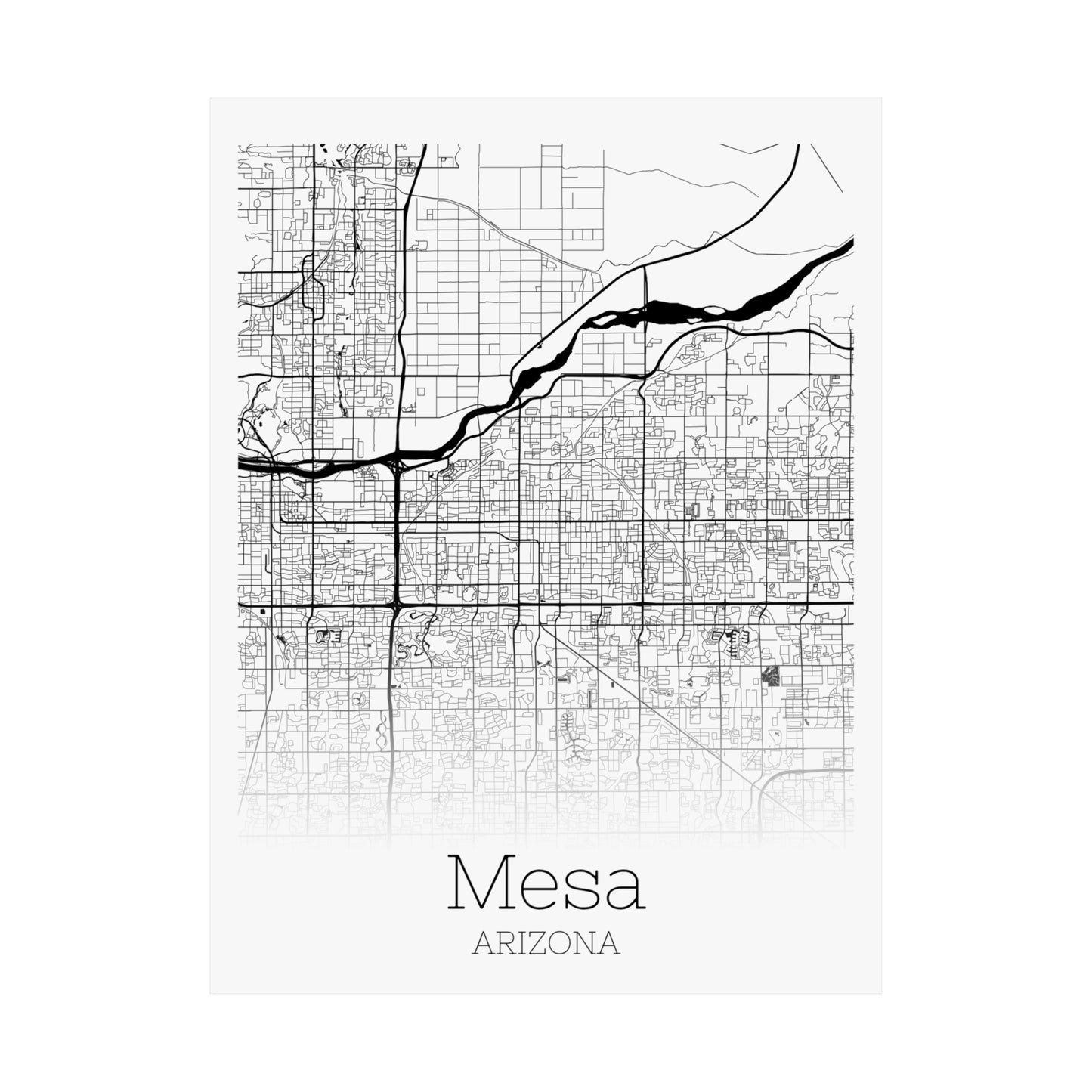 Mesa Arizona City Map Matte Vertical Posters