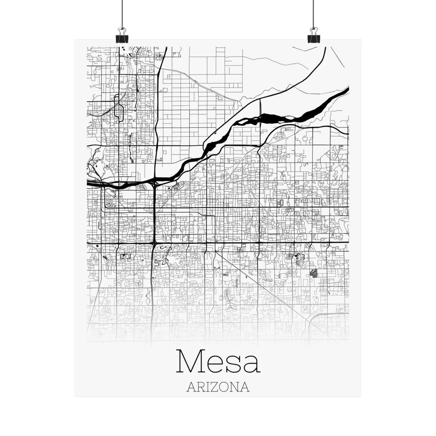 Mesa Arizona City Map Matte Vertical Posters