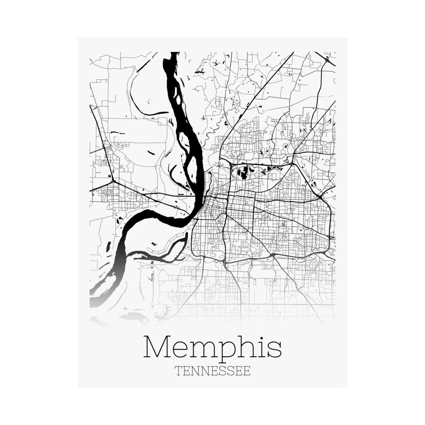 Memphis Tennessee City Map Matte Vertical Posters