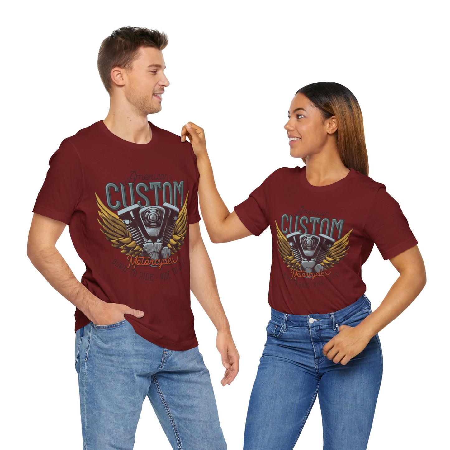 American Custom Motorcycle Born to Ride, Ride to Live T-Shirt
