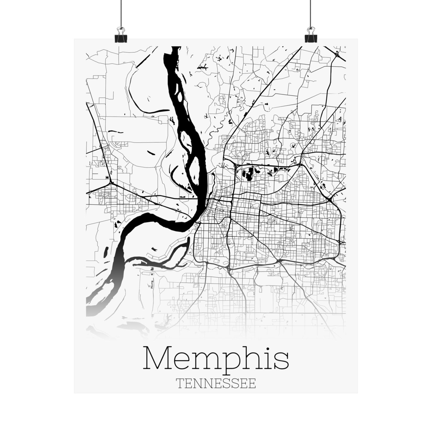 Memphis Tennessee City Map Matte Vertical Posters