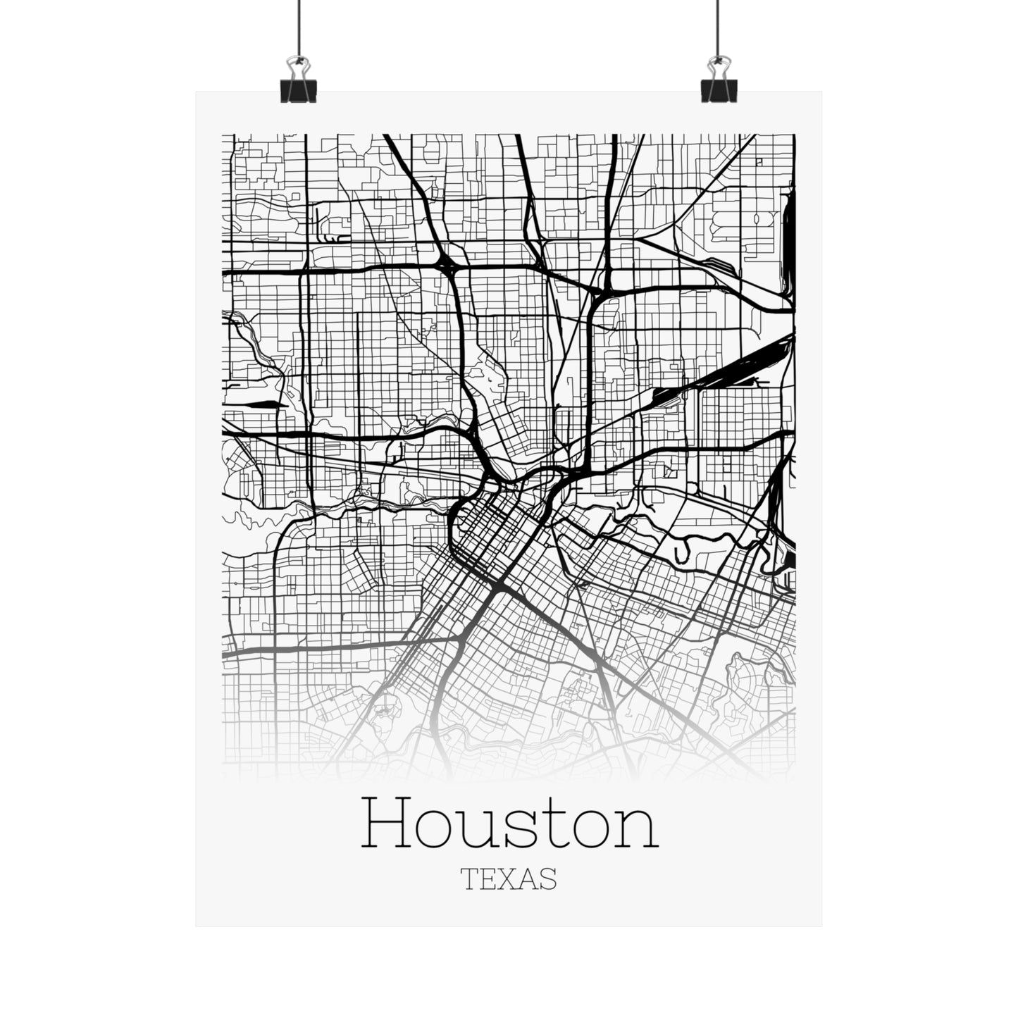 Houston Texas City Map Matte Vertical Posters